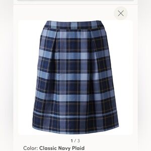 Land’s End Plaid Pleated Skort Top of Knee color:Classic Navy Plaid